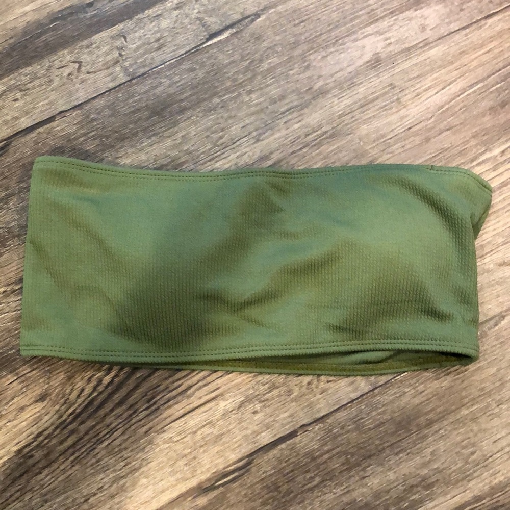 Green Bandeau swim top